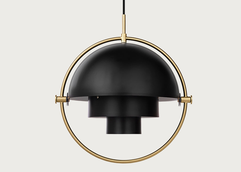 Multi-Lite Pendant Light Brass Frame Black