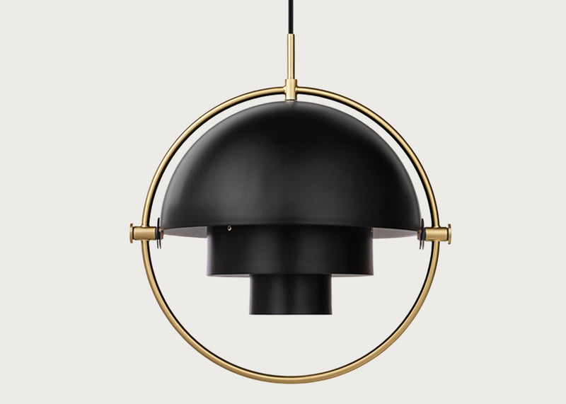 Multi-Lite Pendant Light Brass Frame Black