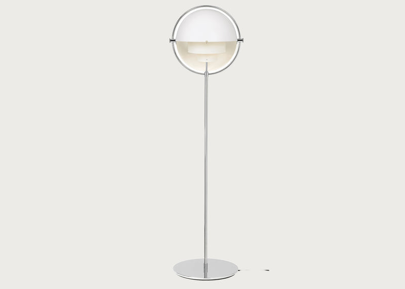 Multi Lite Floor Lamp Chrome Base White
