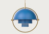 Multi-Lite Pendant Light Brass Frame Blue