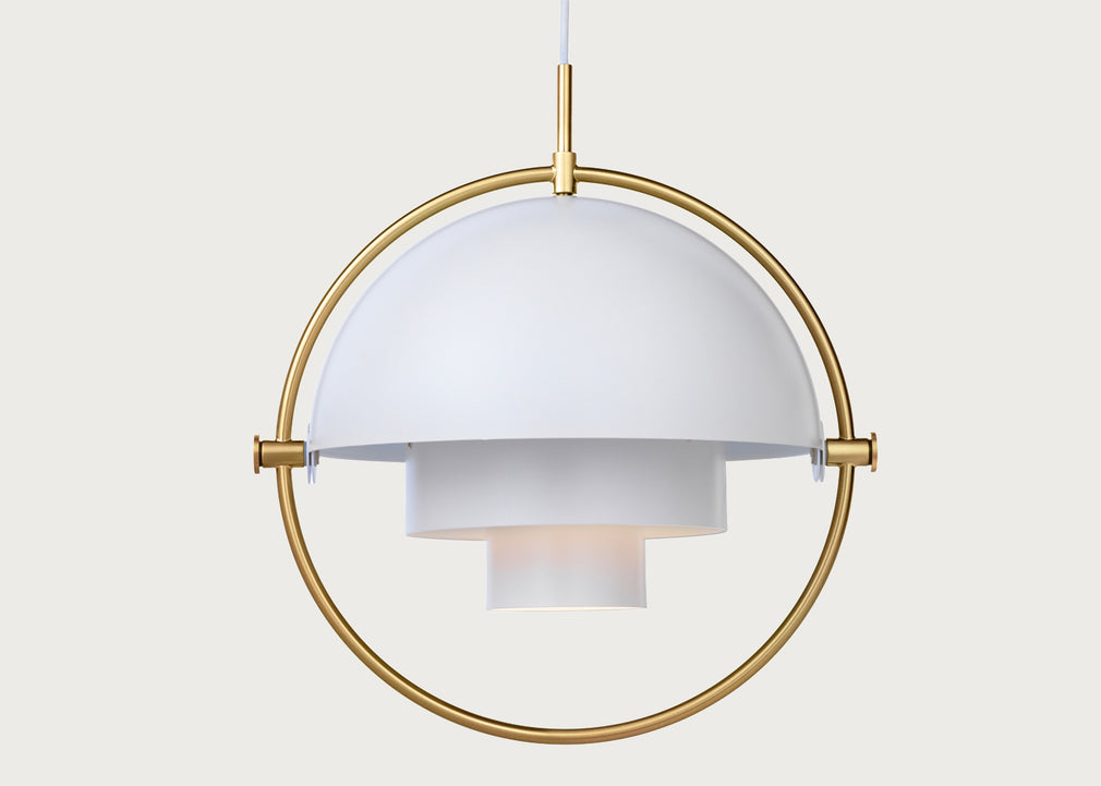 Multi-Lite Pendant Light Brass Frame White