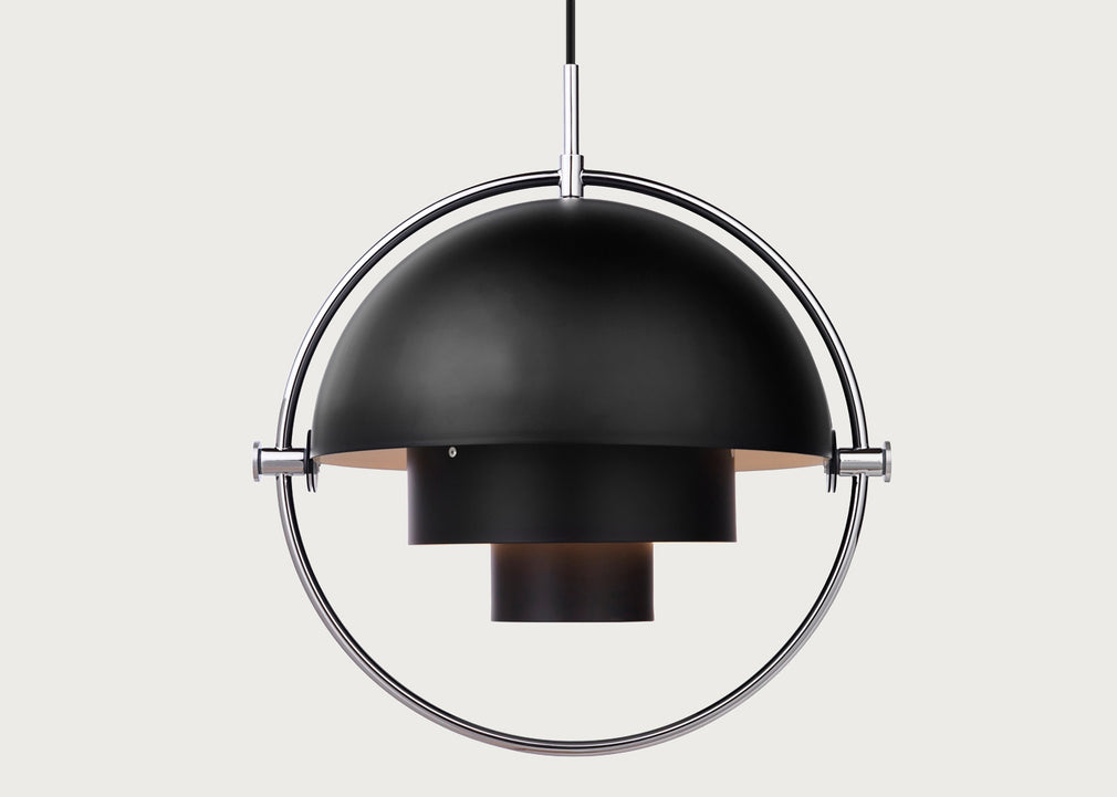 Multi-Lite Pendant Light Chrome Frame Black
