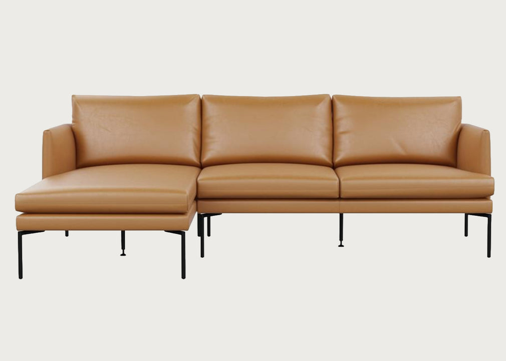 Matera Right Hand Facing Chaise Sofa Daino Leather Parchment / Black