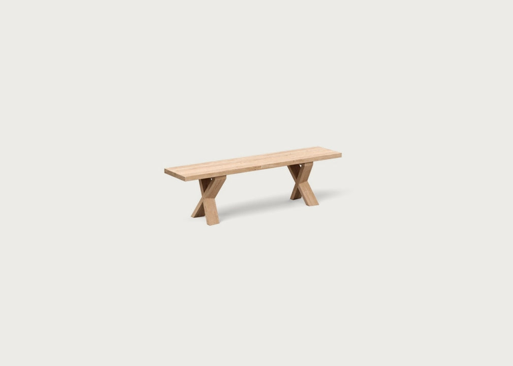 Bespoke Dining Bench Oslo White Oiled Oak / 220cm / Straight