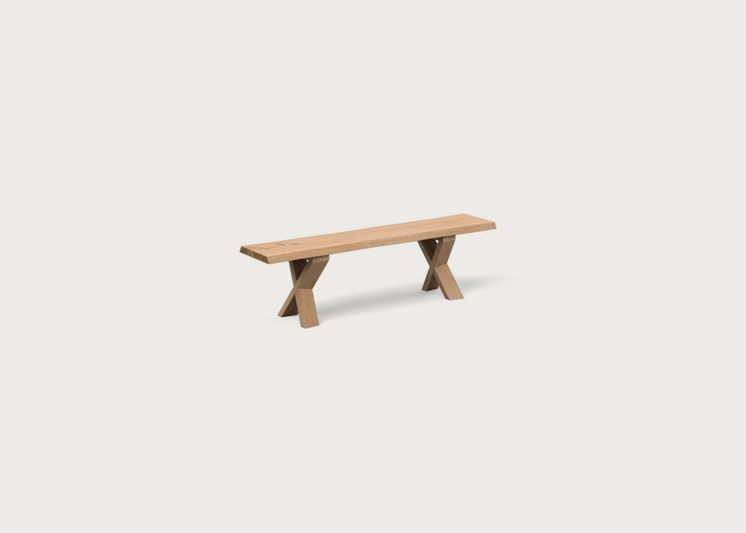 Bespoke Dining Bench Oslo Blonde Oiled Oak / 240cm / Natural Edge