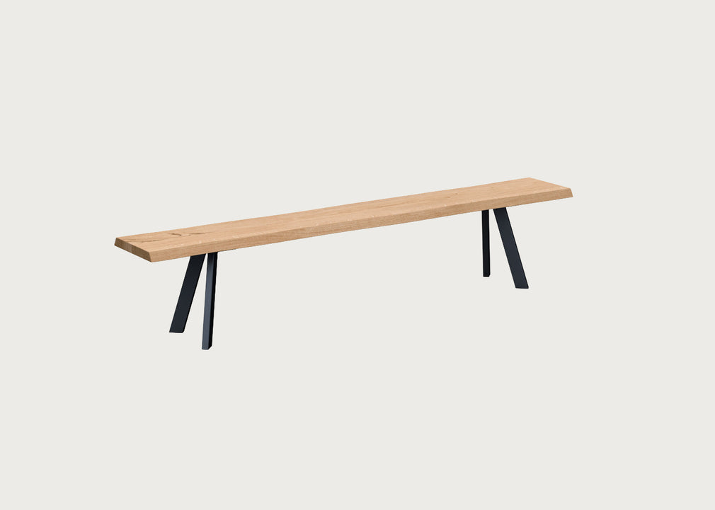 Bespoke Dining Bench Madrid Blonde Oiled Oak / 220cm / Natural Edge