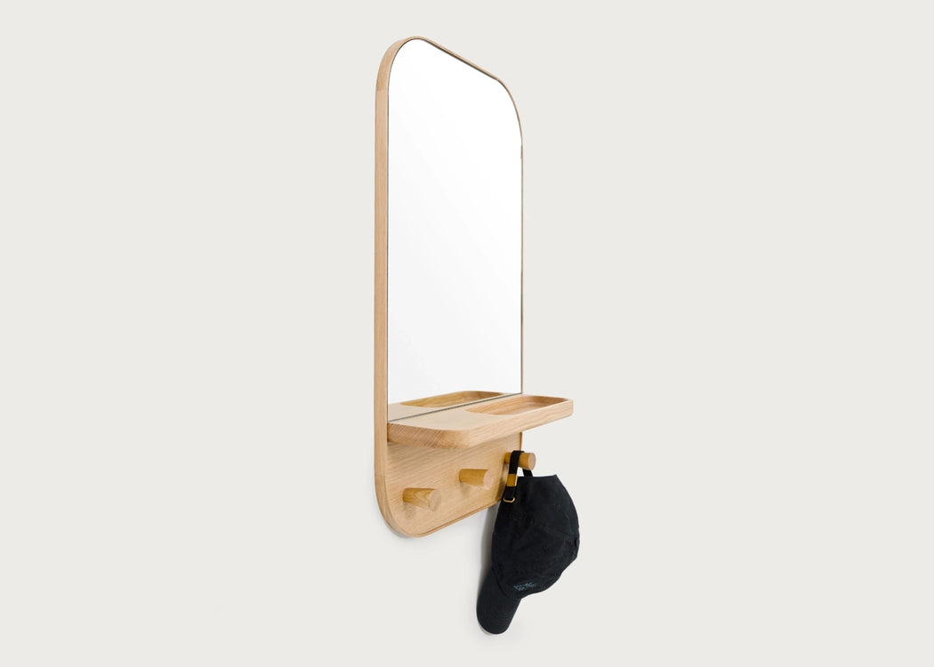 Silent Butler Oak Storage Mirror