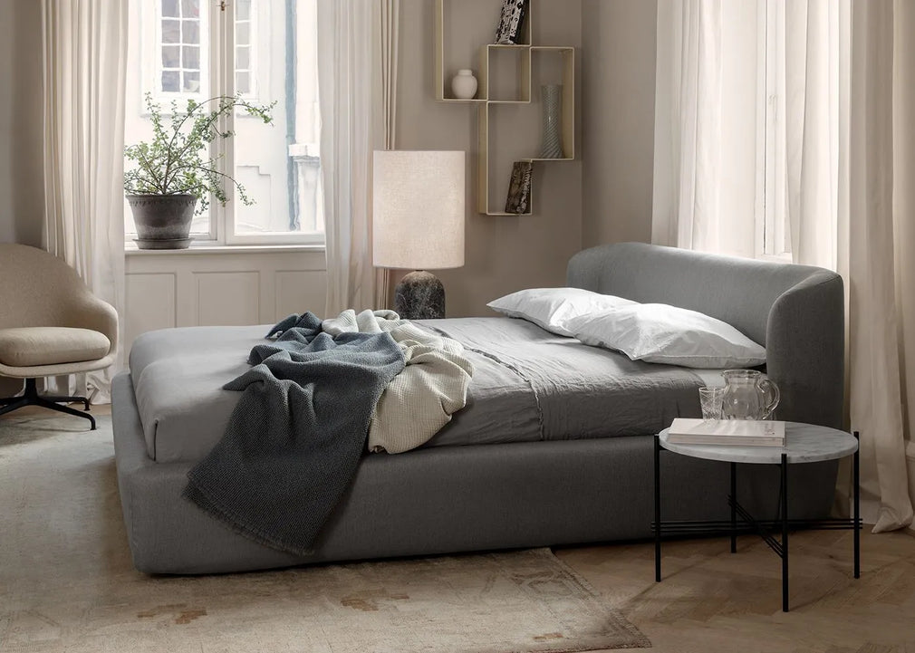 Gravity Floor Lamp XL High Grey Marble Base Canvas Shade