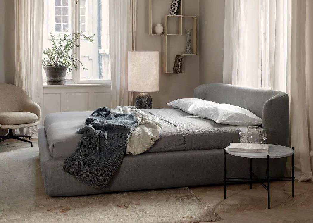 Gravity Floor Lamp XL High Grey Marble Base Canvas Shade