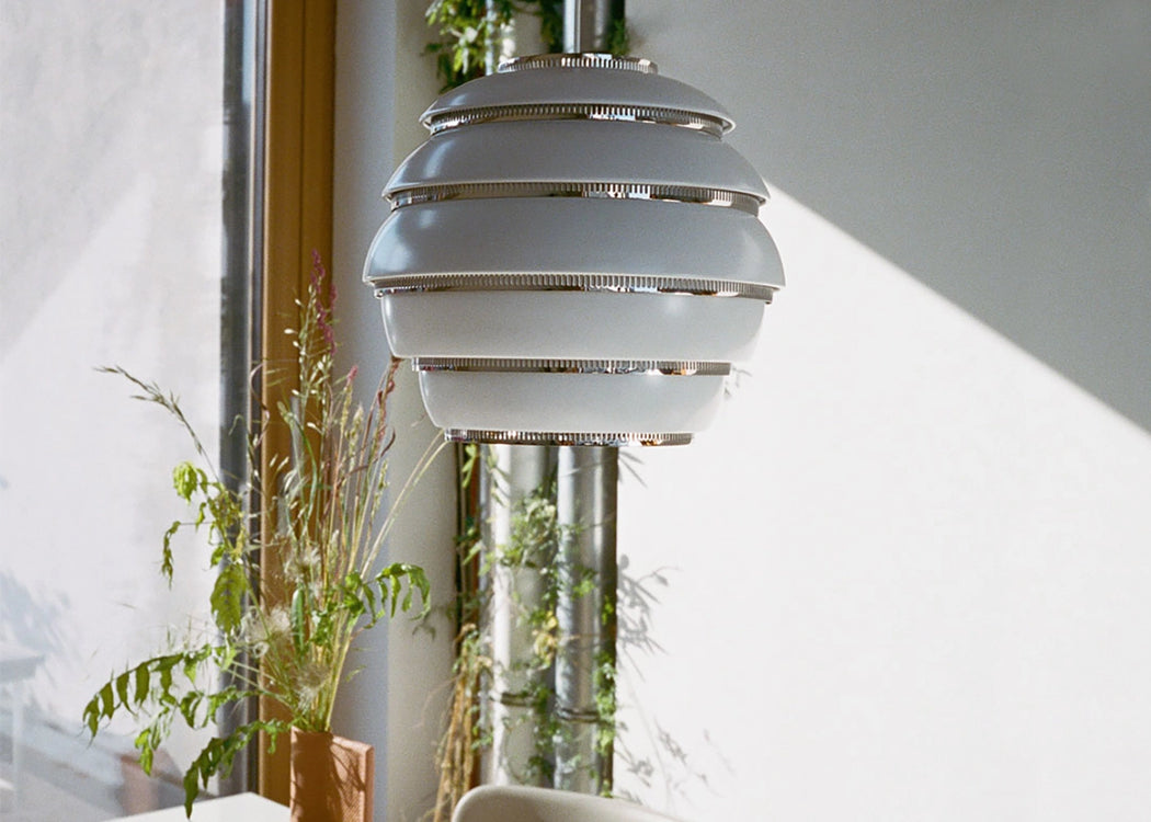 A331 Beehive Pendant Light White & Chrome