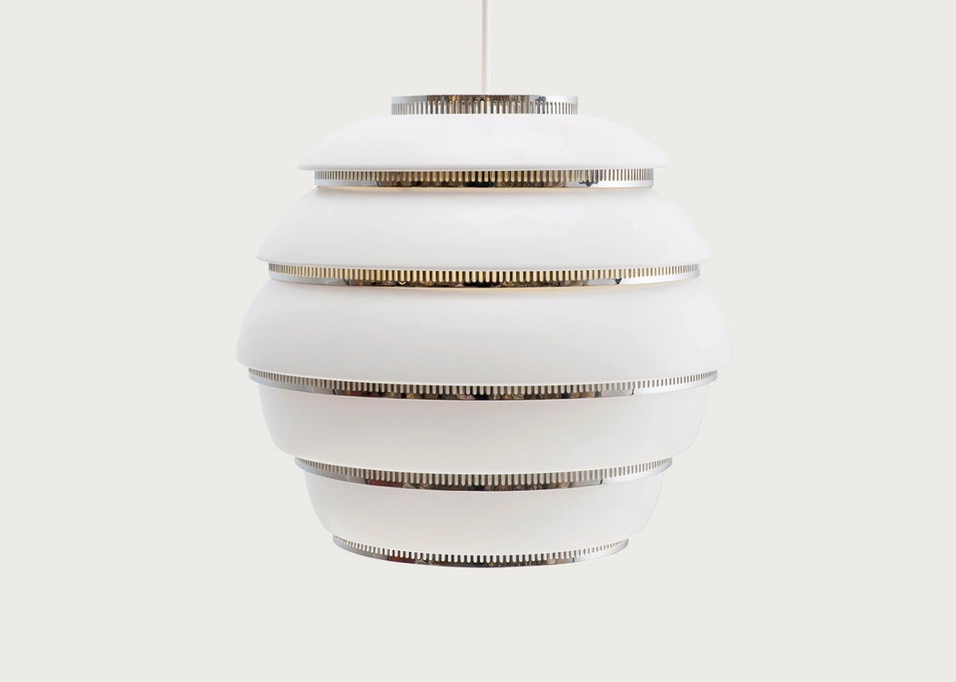 A331 Beehive Pendant Light White & Chrome