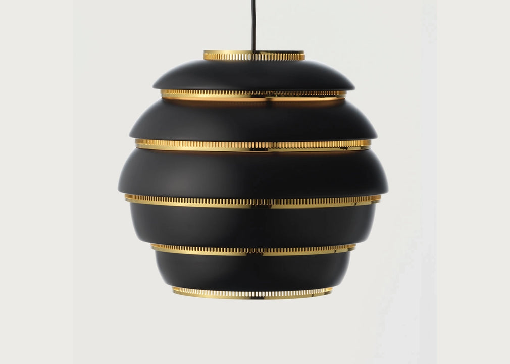 A331 Beehive Pendant Light Black & Brass