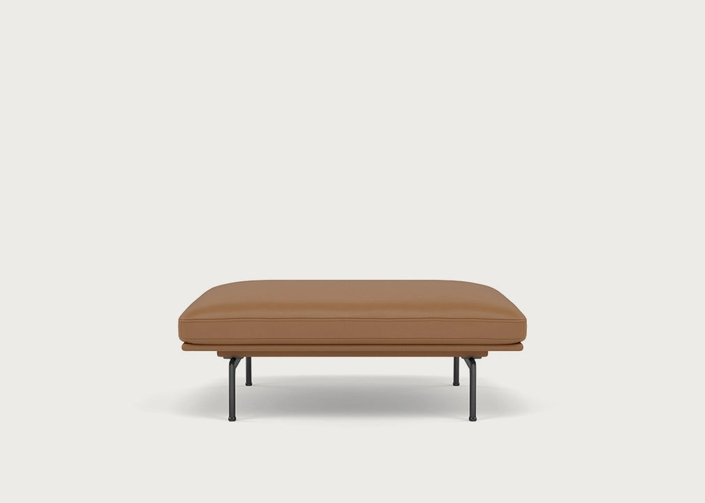 Outline Pouf Refine Leather Cognac / Black