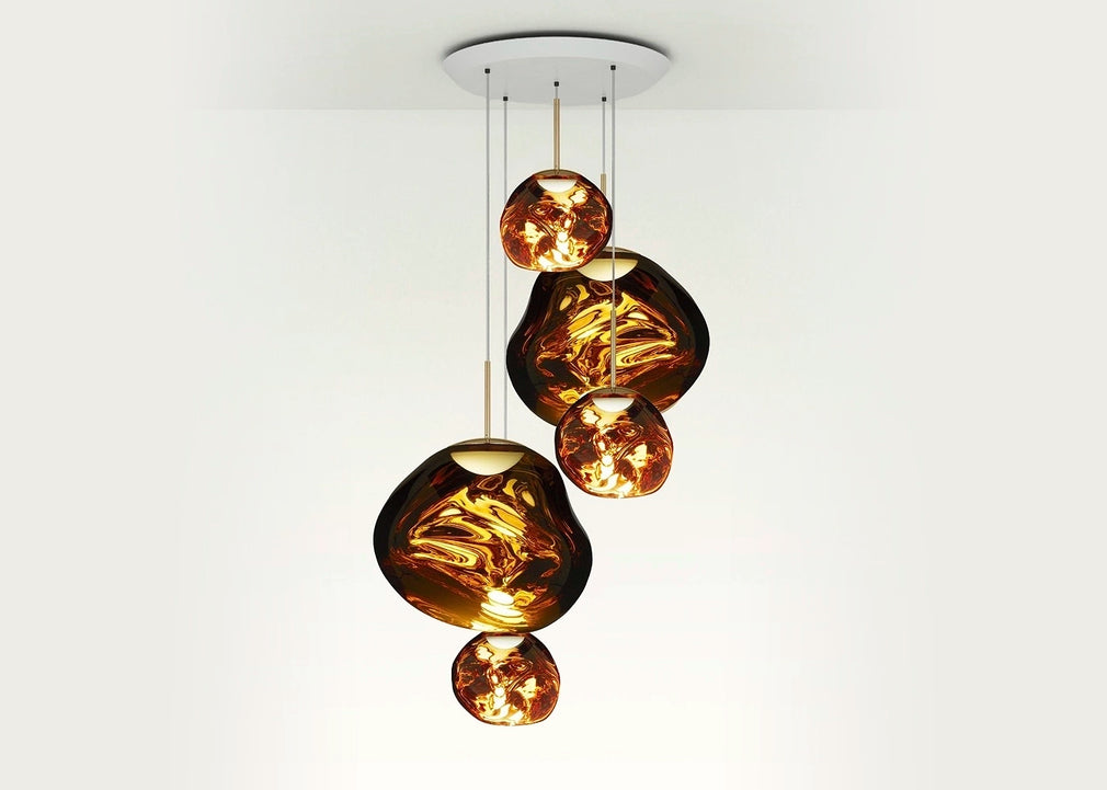 Melt LED Large Round Pendant System Gold