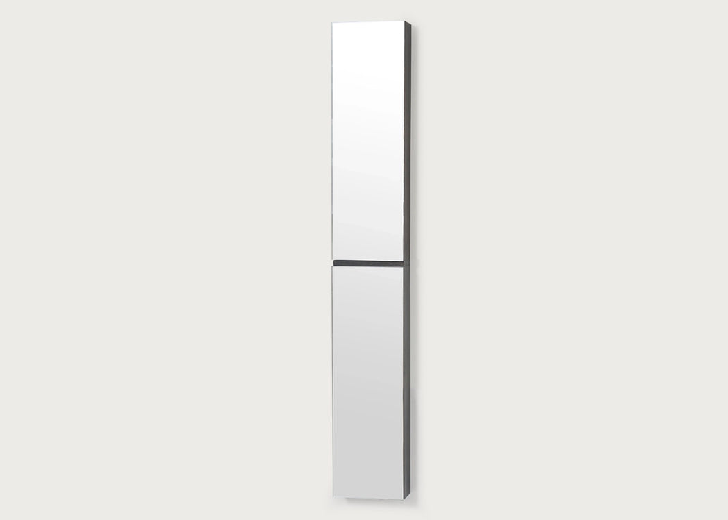 Slim Bathroom Cabinet with Mirror Tall Dark Wood