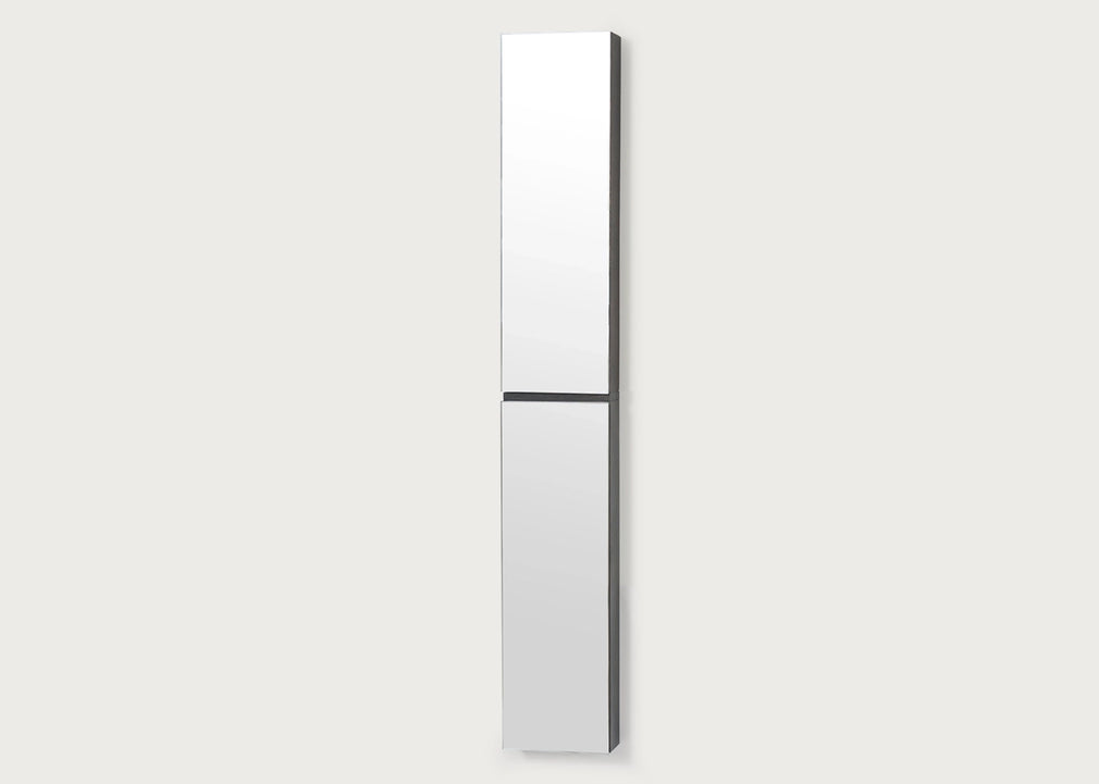 Slim Bathroom Cabinet with Mirror Tall Dark Wood