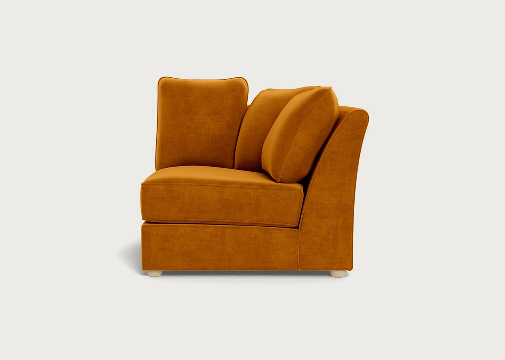 Tailor Curved Right Hand Facing Corner Unit Smart Luxe Velvet Cognac / Natural
