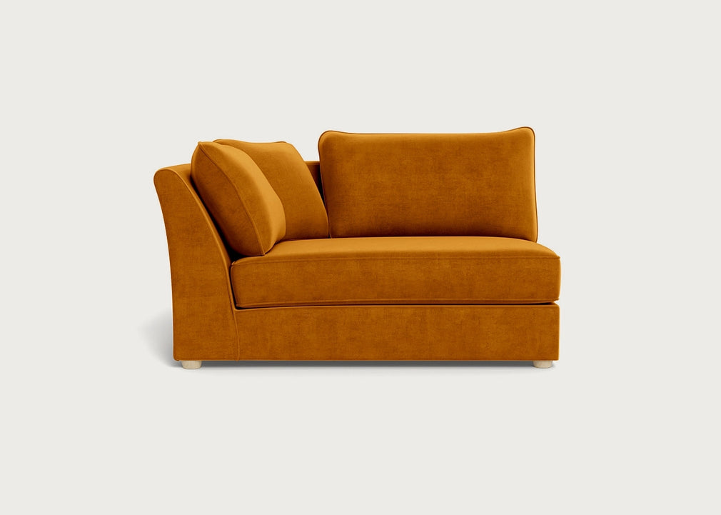 Tailor Large Curved Left Hand Facing Corner Unit Smart Luxe Velvet Cognac / Natural
