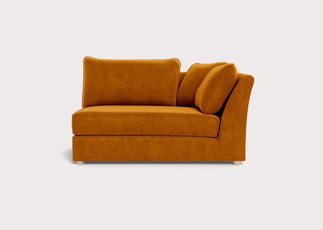 Tailor Large Curved Right Hand Facing Corner Unit Smart Luxe Velvet Cognac / Natural