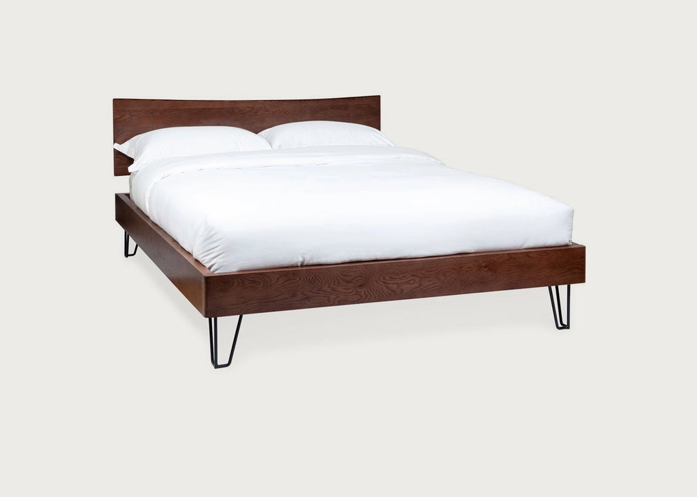 Brunel Bed Wooden Headboard Dark Wood Double