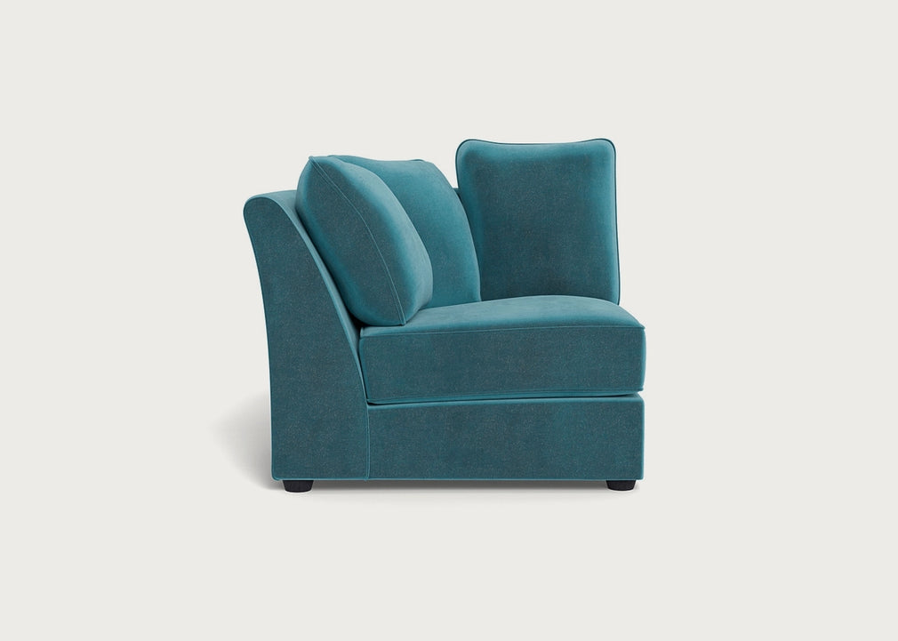 Tailor Curved Left Hand Facing Corner Unit Smart Luxe Velvet Airforce Blue / Black