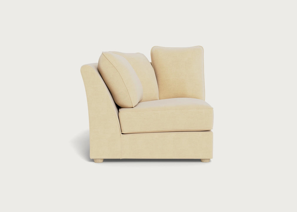Tailor Curved Left Hand Facing Corner Unit Smart Luxe Velvet Biscuit / Natural
