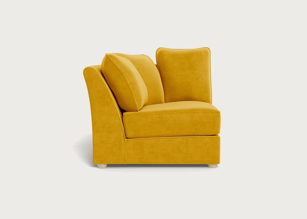 Tailor Curved Left Hand Facing Corner Unit Smart Luxe Velvet Canary / Natural