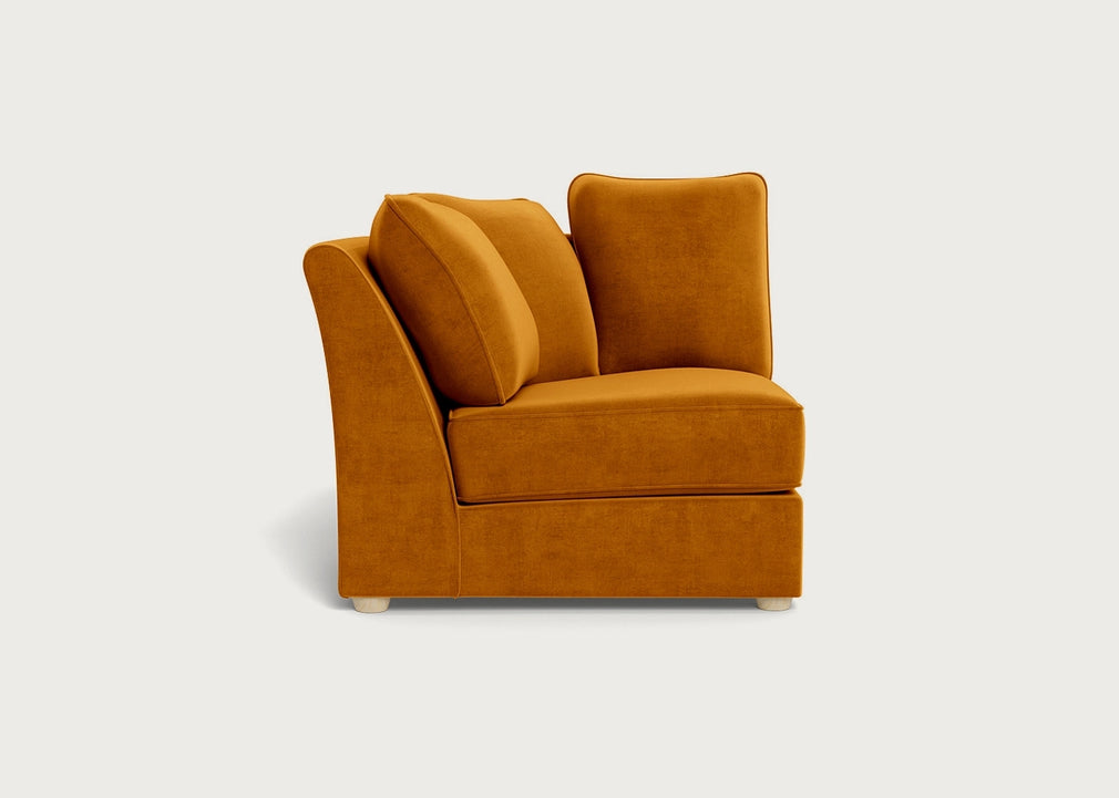 Tailor Curved Left Hand Facing Corner Unit Smart Luxe Velvet Cognac / Natural