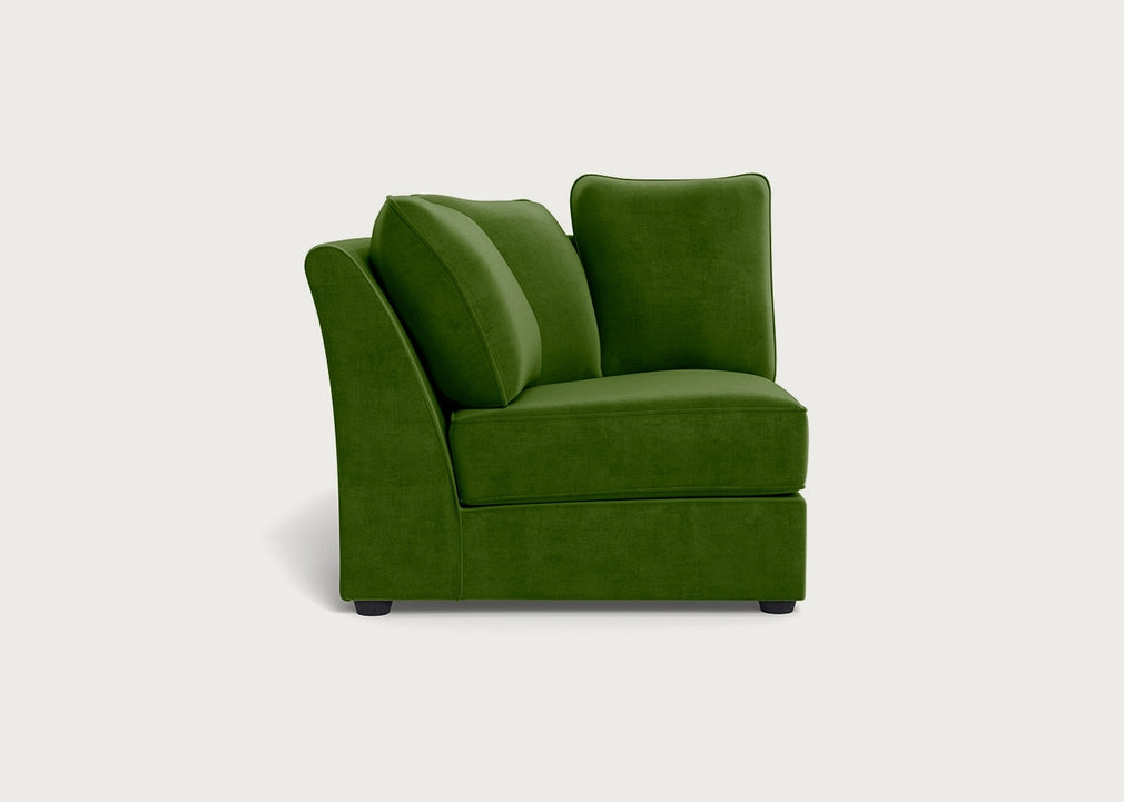 Tailor Curved Left Hand Facing Corner Unit Smart Luxe Velvet Grass / Black