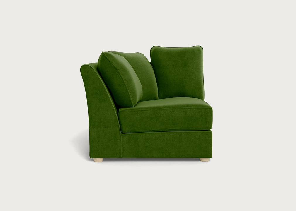 Tailor Curved Left Hand Facing Corner Unit Smart Luxe Velvet Grass / Natural