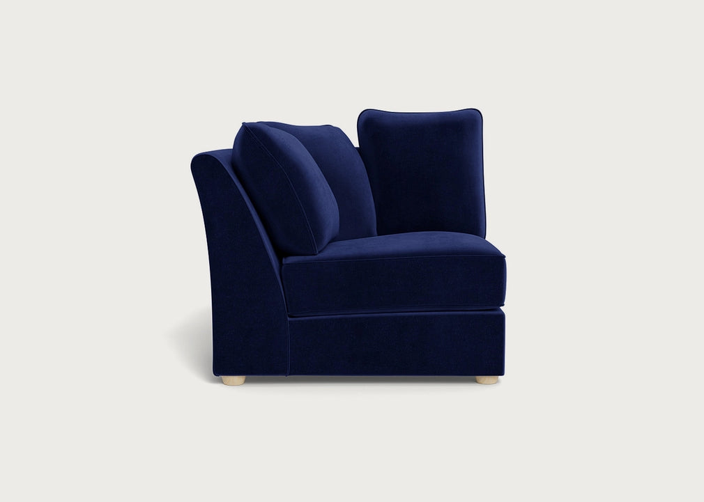 Tailor Curved Left Hand Facing Corner Unit Smart Luxe Velvet Midnight / Natural