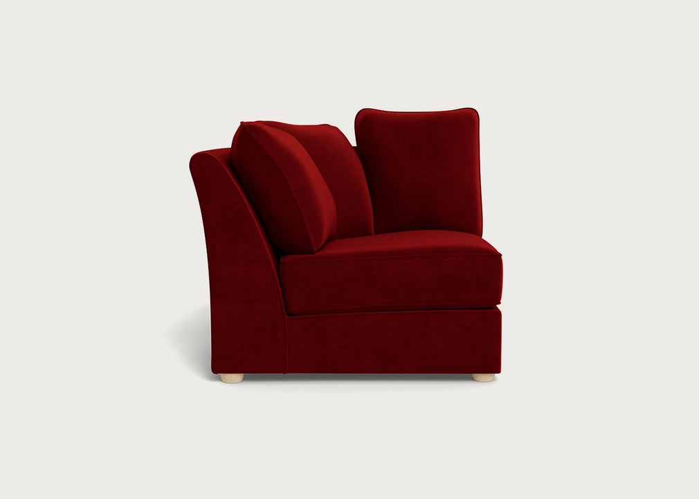 Tailor Curved Left Hand Facing Corner Unit Smart Luxe Velvet Mulberry / Natural