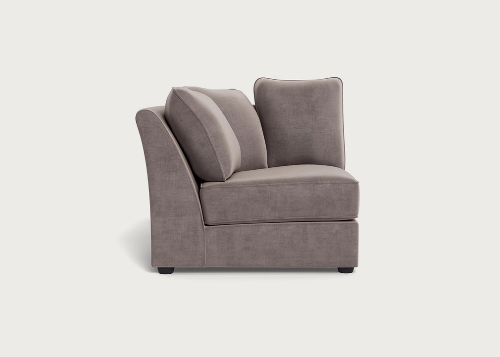 Tailor Curved Left Hand Facing Corner Unit Smart Luxe Velvet Mushroom / Black