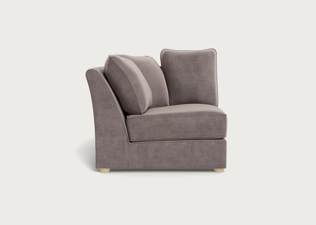 Tailor Curved Left Hand Facing Corner Unit Smart Luxe Velvet Mushroom / Natural