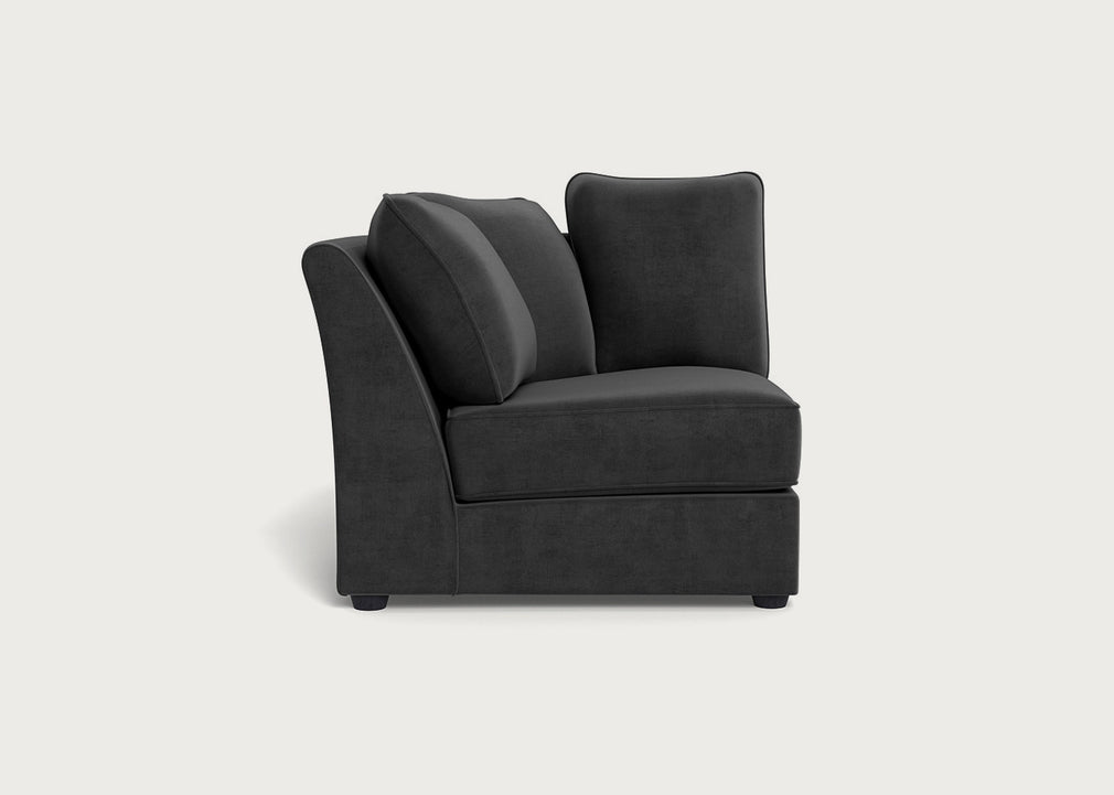 Tailor Curved Left Hand Facing Corner Unit Smart Luxe Velvet Nickel / Black