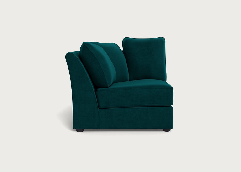 Tailor Curved Left Hand Facing Corner Unit Smart Luxe Velvet Ocean Green / Black
