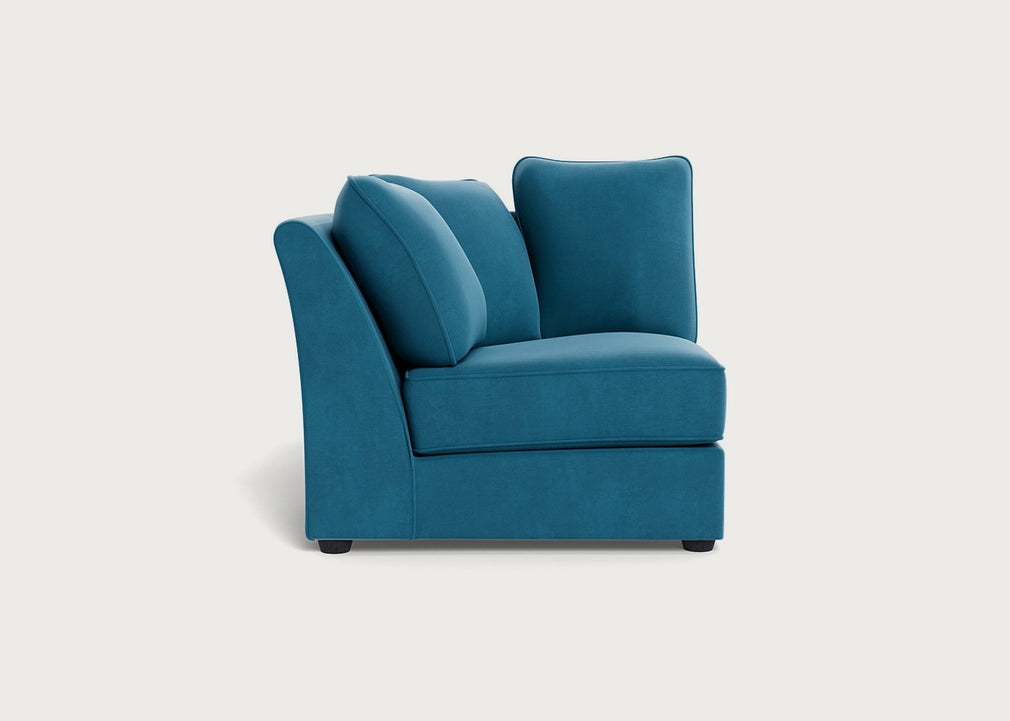 Tailor Curved Left Hand Facing Corner Unit Smart Velvet Ocean Blue / Black
