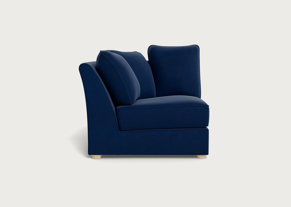 Tailor Curved Left Hand Facing Corner Unit Cotton Velvet Midnight / Natural