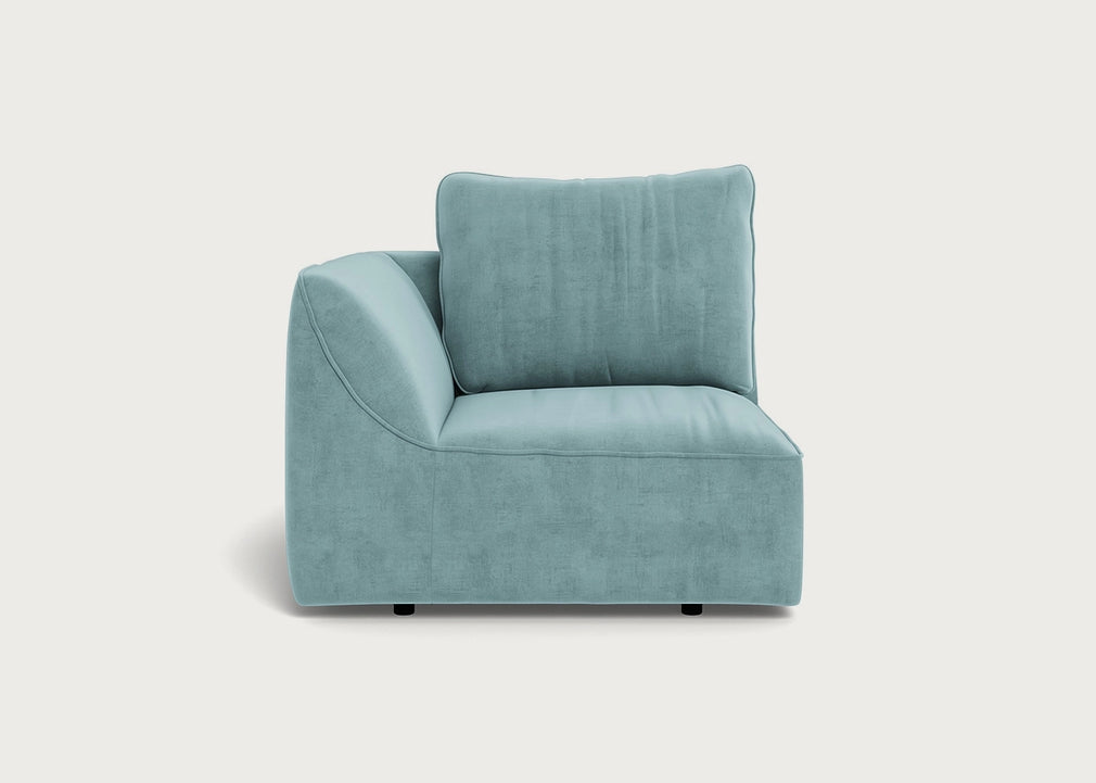 Morven Left Hand Facing Single Unit Smart Luxe Velvet Mineral Blue