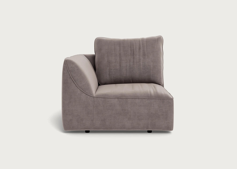 Morven Left Hand Facing Single Unit Smart Luxe Velvet Mushroom