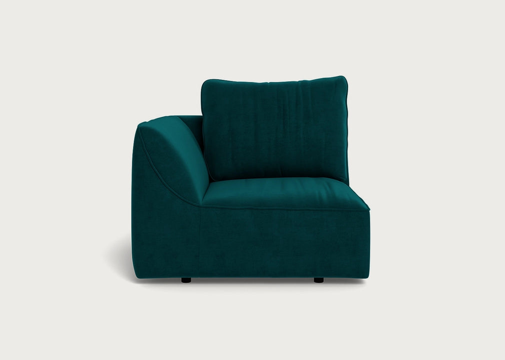 Morven Left Hand Facing Single Unit Smart Luxe Velvet Ocean Green