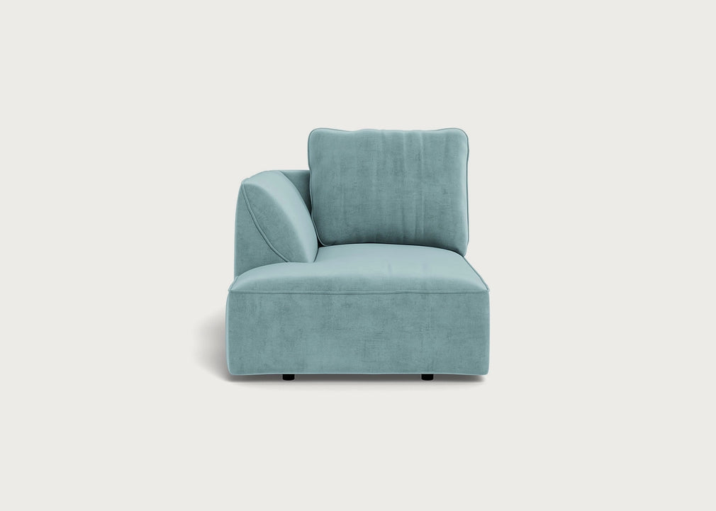 Morven Left Hand Facing Chaise Unit Smart Luxe Velvet Mineral Blue