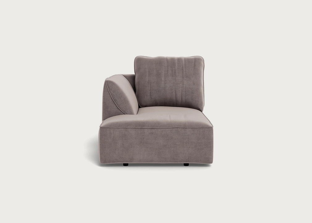 Morven Left Hand Facing Chaise Unit Smart Luxe Velvet Mushroom