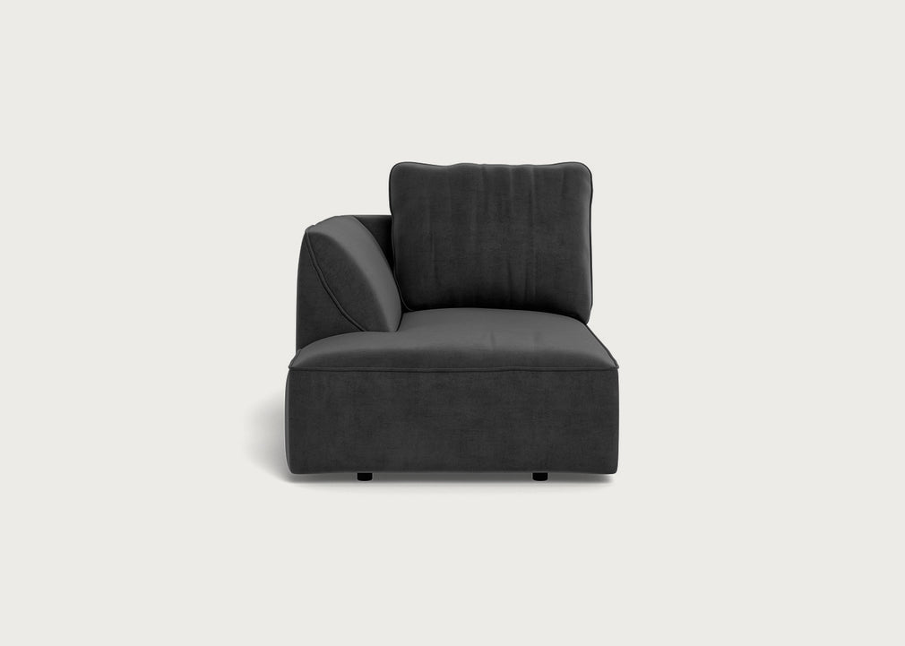 Morven Left Hand Facing Chaise Unit Smart Luxe Velvet Nickel