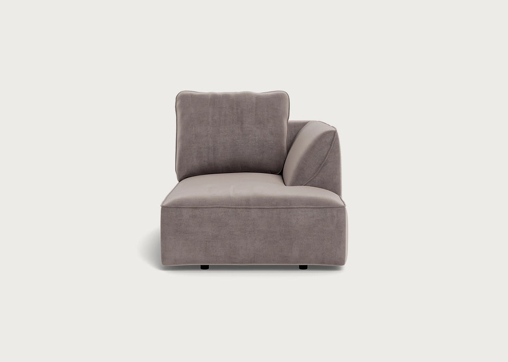 Morven Right Hand Facing Chaise Unit Smart Luxe Velvet Mushroom