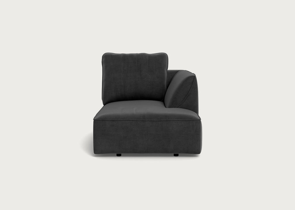 Morven Right Hand Facing Chaise Unit Smart Luxe Velvet Nickel