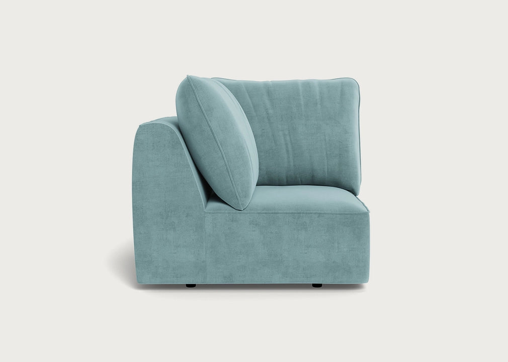 Morven Corner Unit Smart Luxe Velvet Mineral Blue