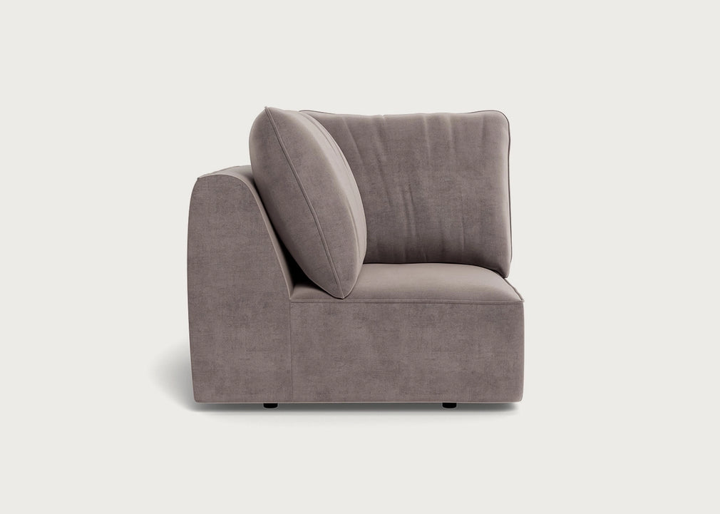 Morven Corner Unit Smart Luxe Velvet Mushroom