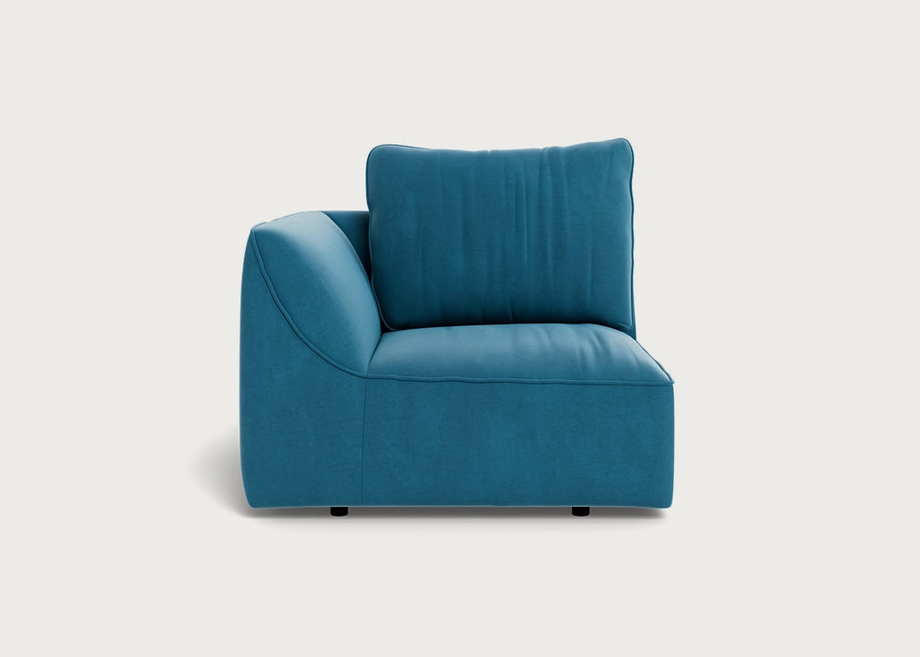 Morven Left Hand Facing Single Unit Smart Velvet Ocean Blue