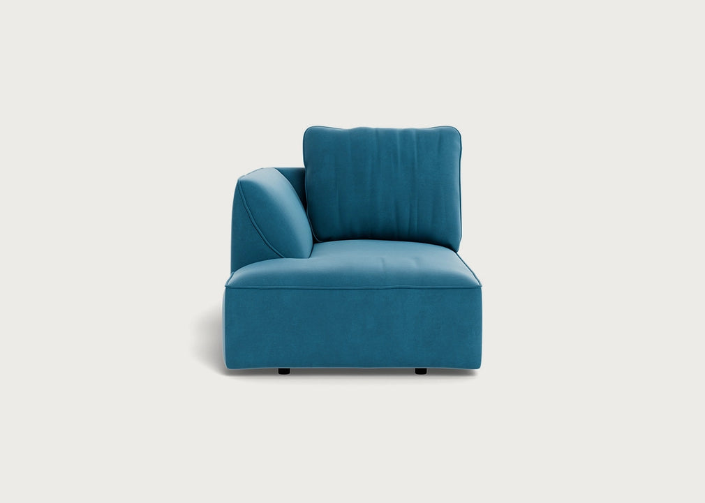 Morven Left Hand Facing Chaise Unit Smart Velvet Ocean Blue